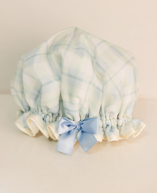 Coastal Plaid Shower Cap