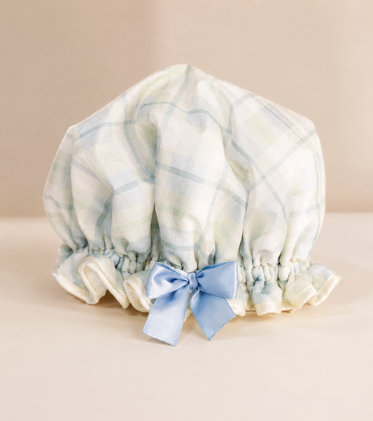 Coastal Plaid Shower Cap