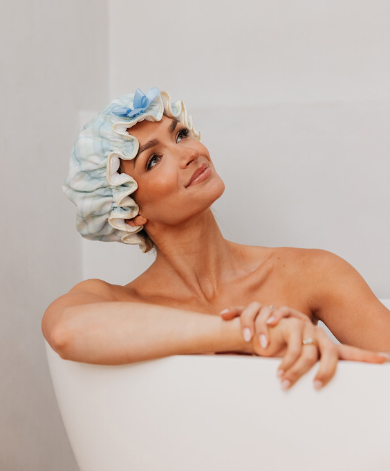 Coastal Plaid Shower Cap