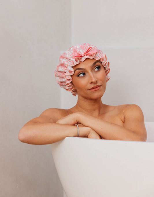 Pink Toile Shower Cap